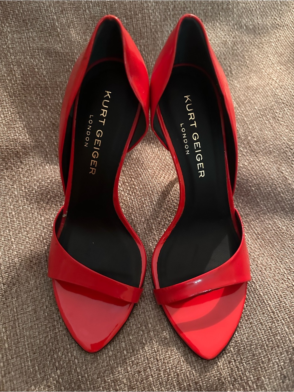 Kurt Geiger Red Patent D'Orsay Open Toe Heels